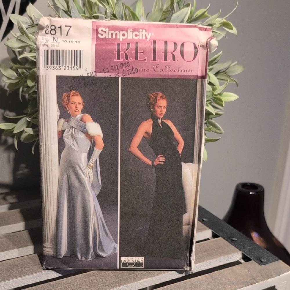 Simplicity Retro Collection Evening Gown Pattern - Black and Silver